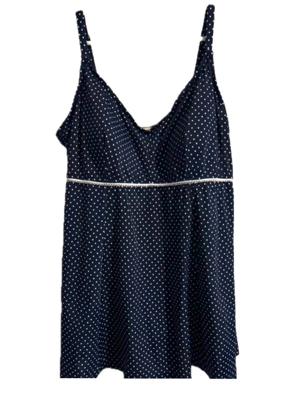 Maxine Navy Polka Dot Swim Dress One Piece Swimsuit sz 20W